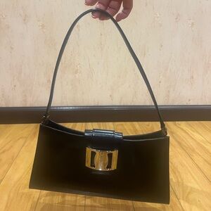 Salvatore Ferragamo Black Shoulder Bag with Gold Accent